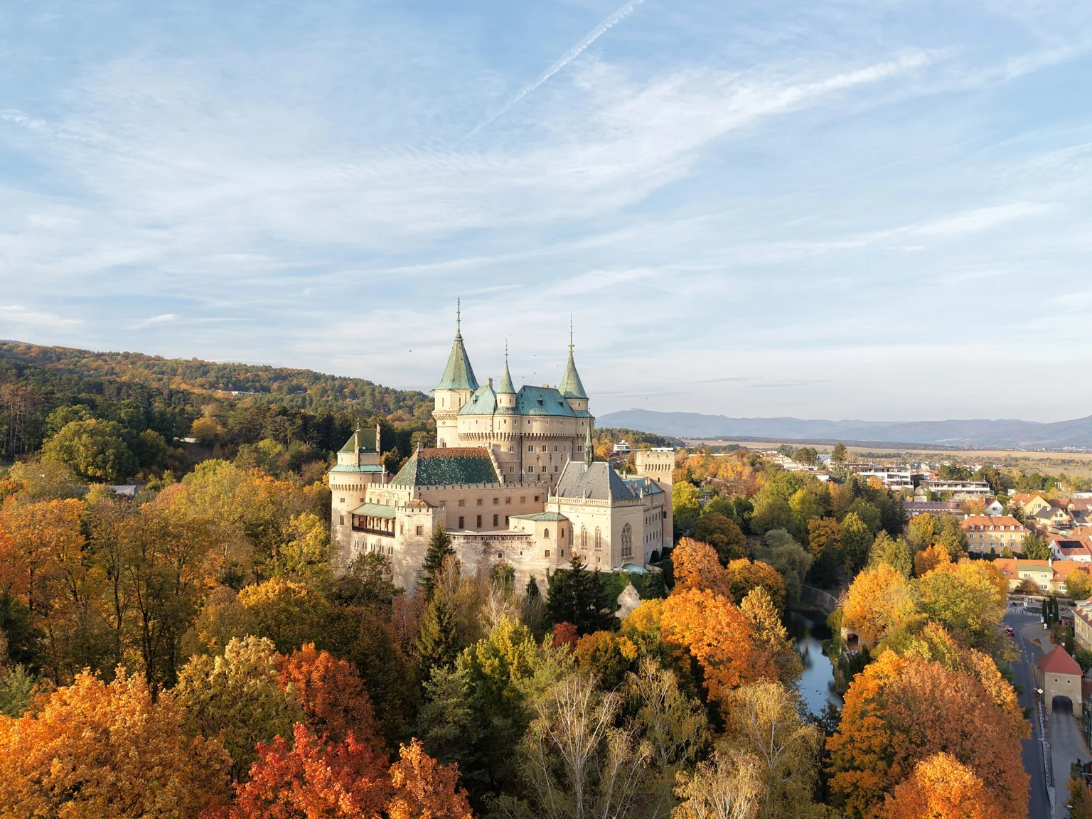 Autumn colours in the park around Bojnice Castle