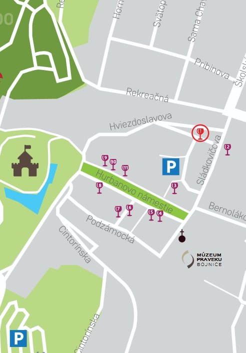 Official 2026 festival map of wine stops in historic Bojnice